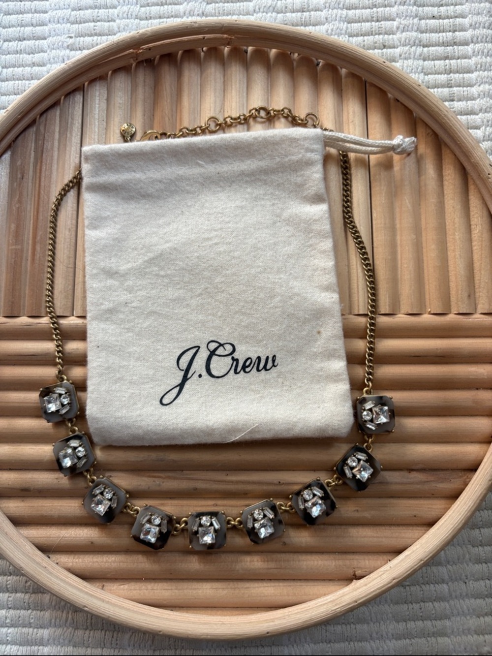 J. Crew Gold-Tone Necklace with Smoky and Clear Crystals